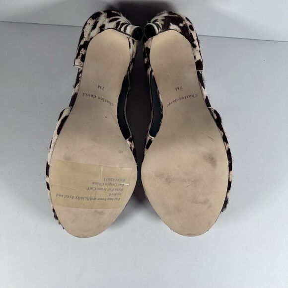 Charles David Leopard Calf Hair D'Orsay Peep Toe Stiletto Pumps Women's Size 7 - Picture 7 of 9
